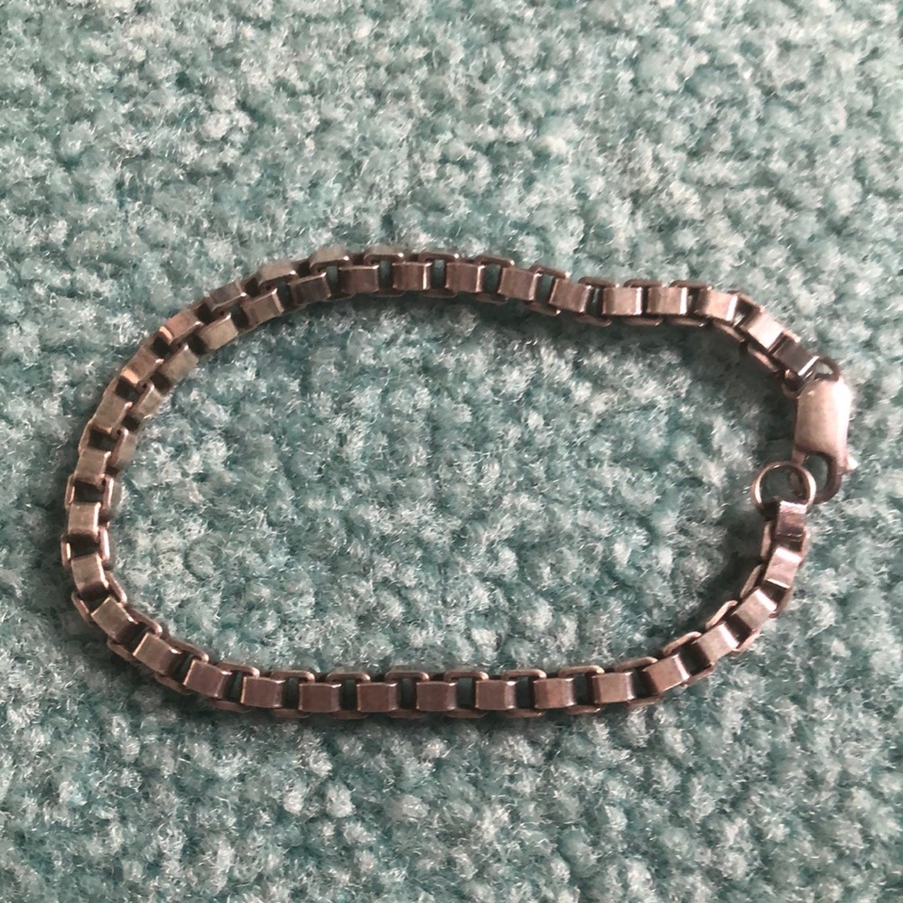 Sterling silver box chain bracelet. Heavy- solid chain